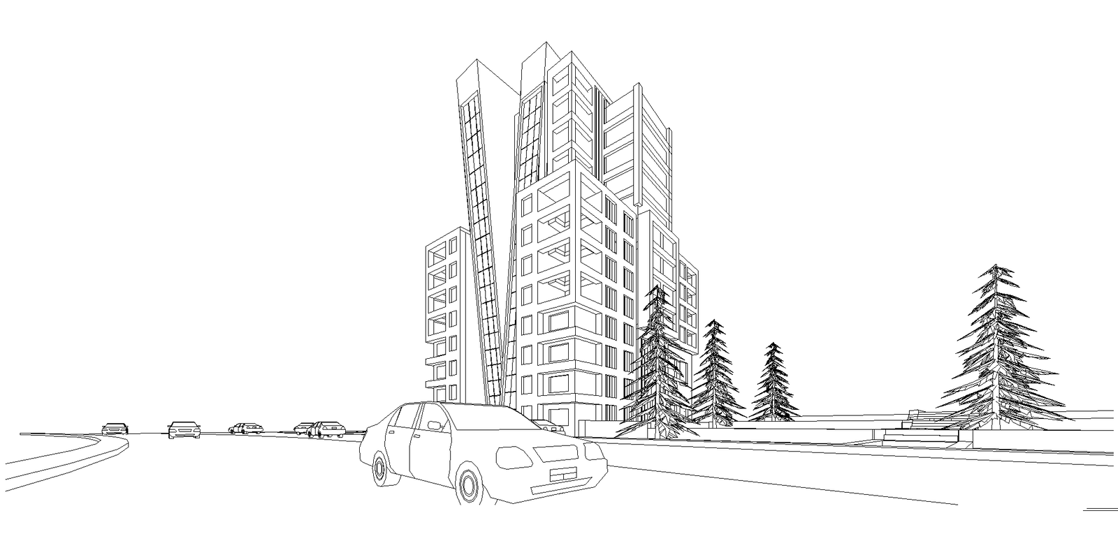 High rise residential building plan detail dwg file,