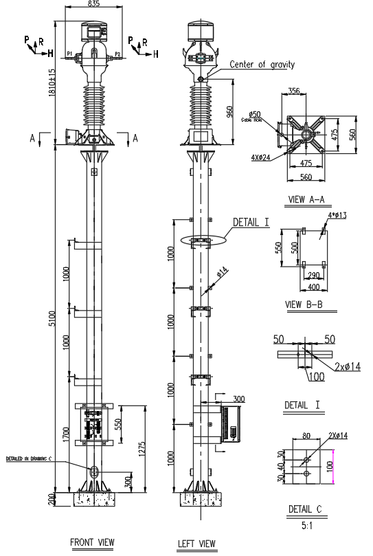 High Voltage Insulator Support Structure in AutoCAD DWG File Format. 