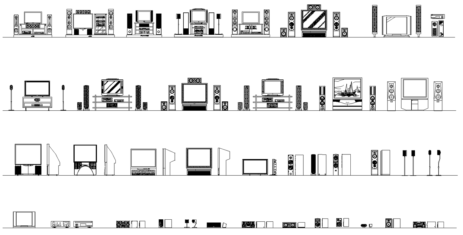 Home theatre system plan detail dwg.