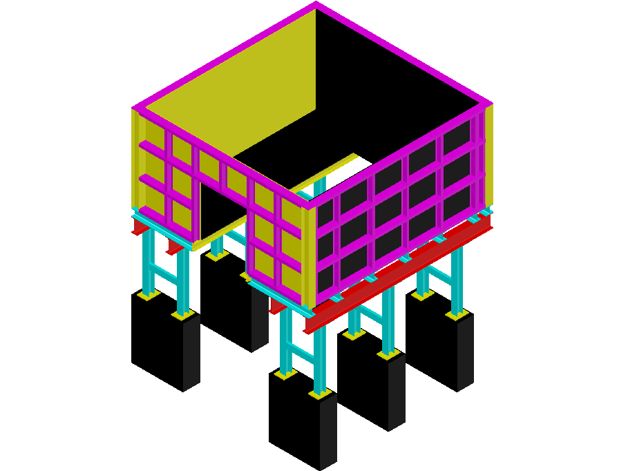 Hopper discharge aridos 3 D plan detail dwg file