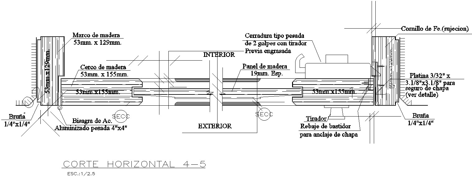 Horizontal section of structural member in detail AutoCAD drawing, dwg file, CAD file