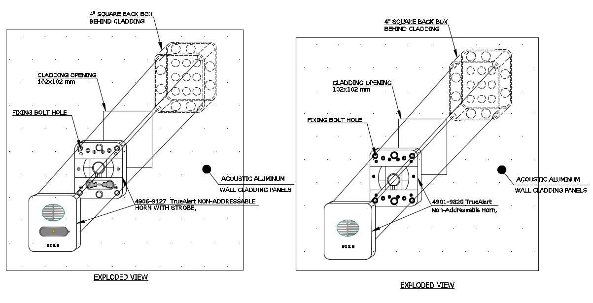 Horn with Strobe Light Cad Drawing