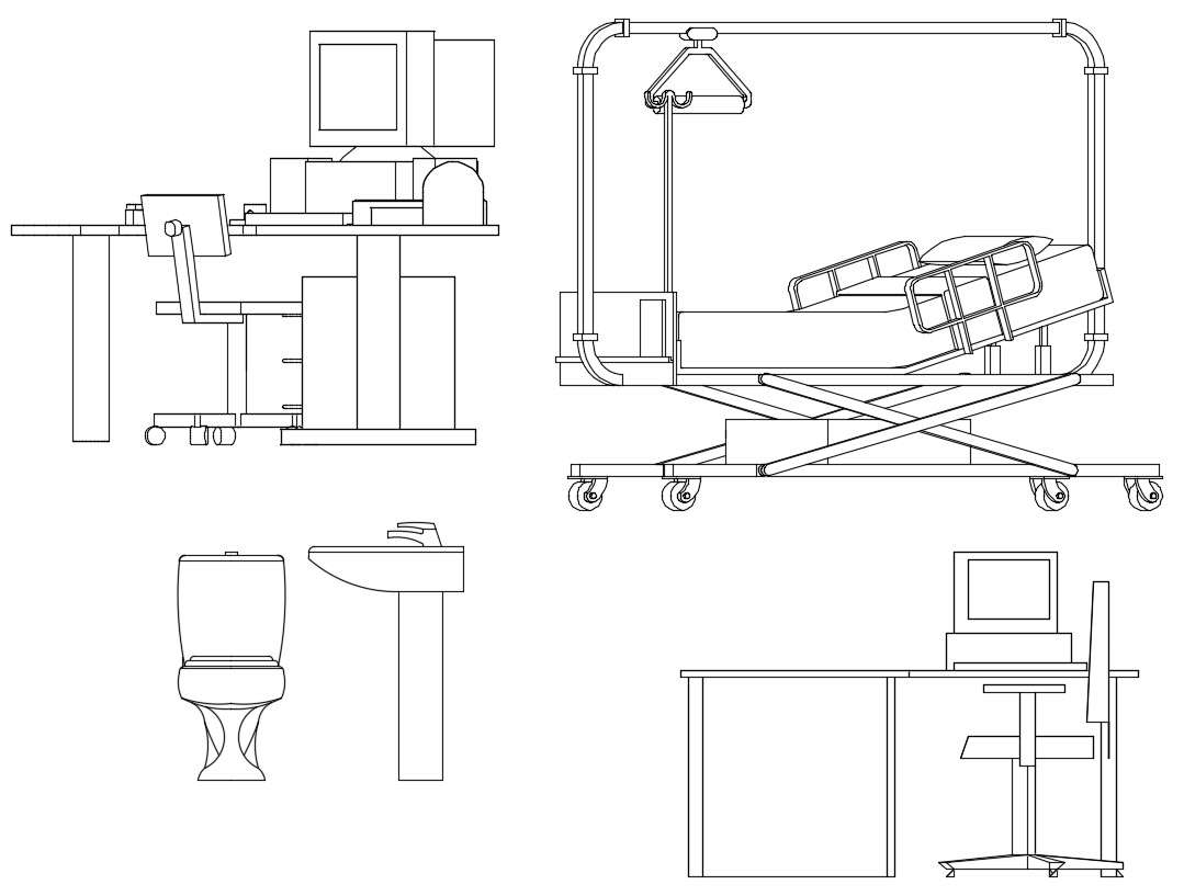 Hospital Furniture Blocks DWG Free Download