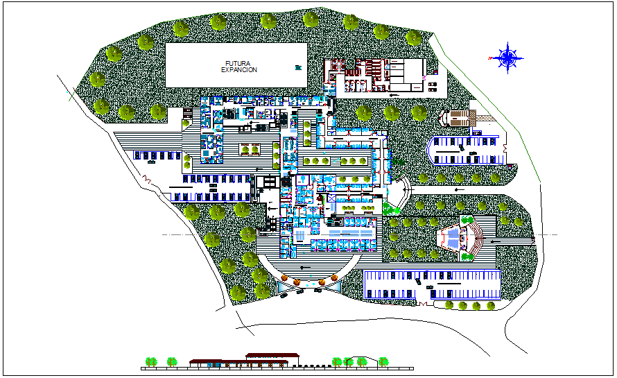 Hospital Landscape view of hospital dwg file 
