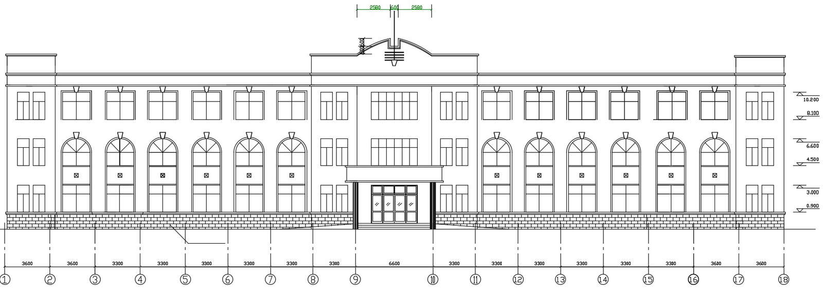 Hospital building with elevation