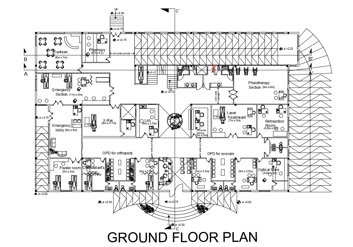 Hospital Ground Floor Plan AutoCAD Drawing Download DWG File