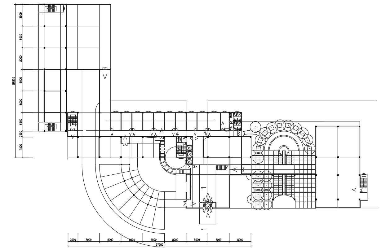 Hostel Building Column Plan CAD Drawing 