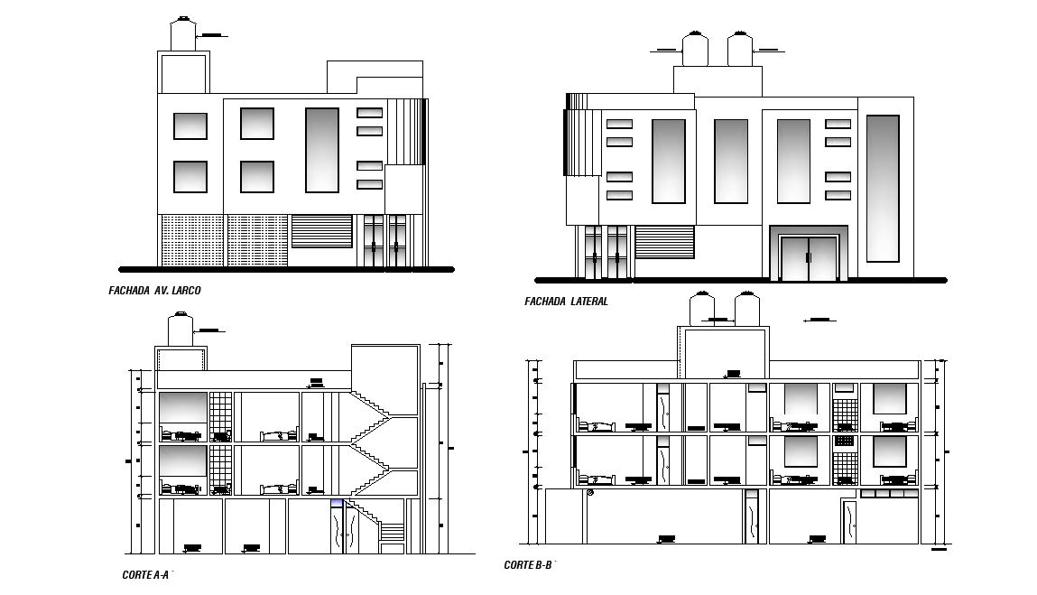 Hostel Boiling Section And Elevation Design Download DWG File