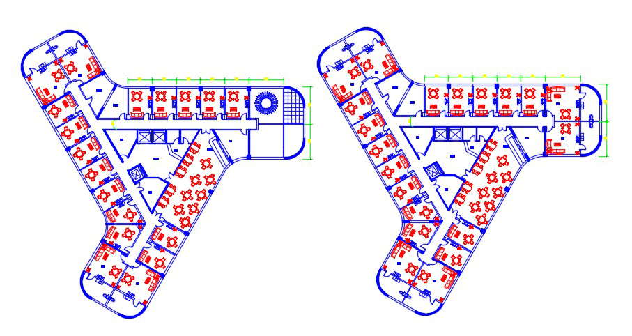 Hotel Building Floor Plan CAD Drawing 