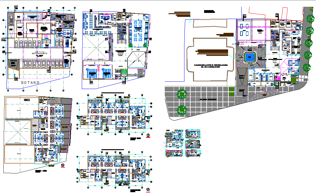 Hotel Design with Plan and Elevation dwg file