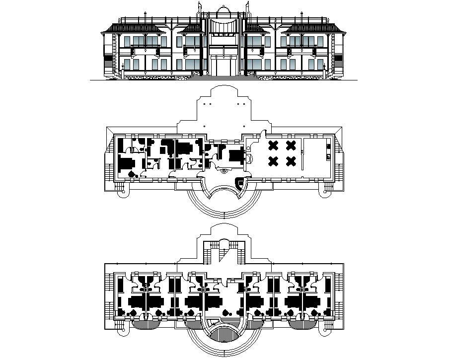 Hotel Building Layout DWG with Floor Plan and Furniture