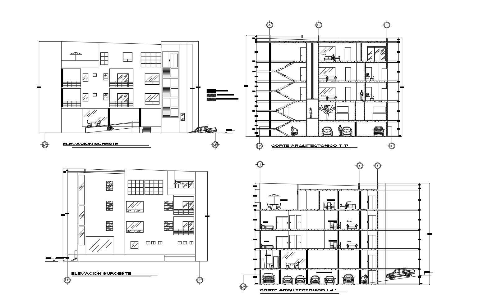 Small Hotel Building Design In DWG File