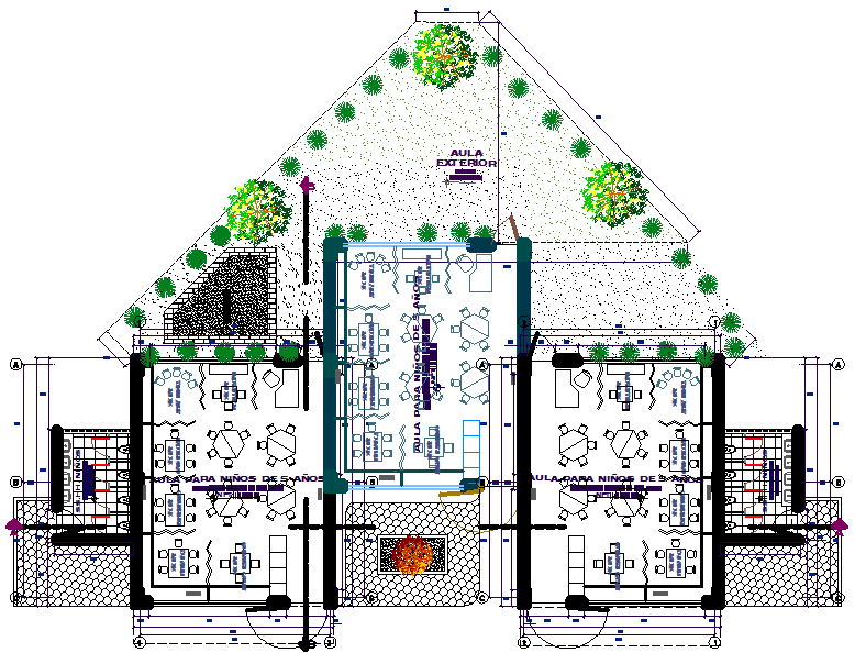 Hotel building plan detail dwg file