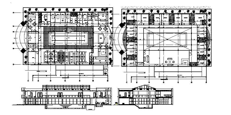 Hotel building with details dimension in autocad
