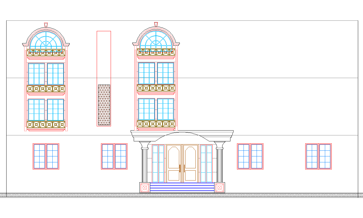 Hotel elevation view dwg file