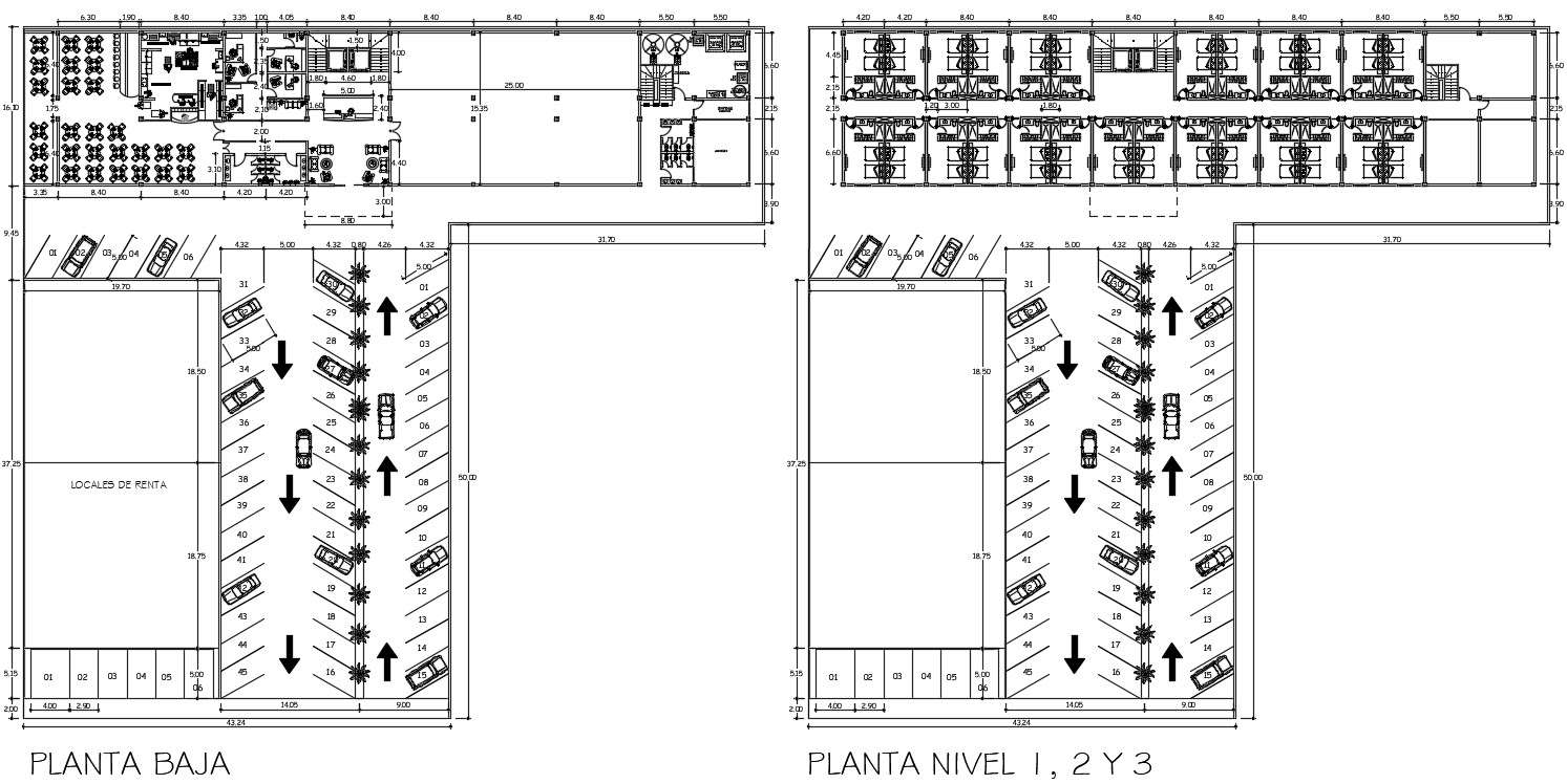 Hotel floor plan in autocad