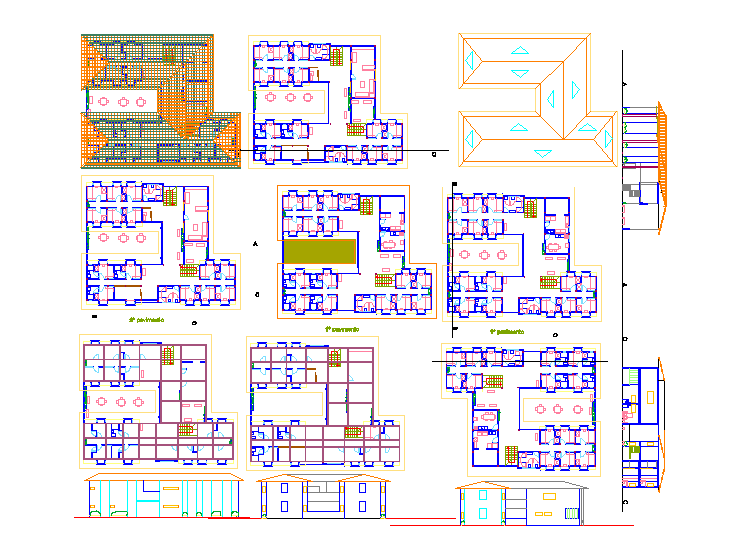 Hotel floor plan with dimensions detail