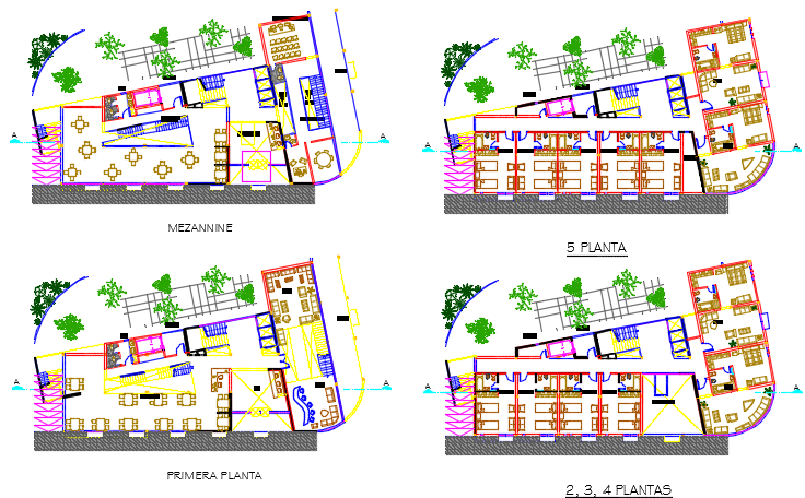 Hotel plan detail dwg file