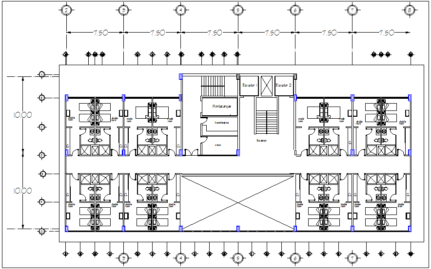 Hotel plan with modified view dwg file