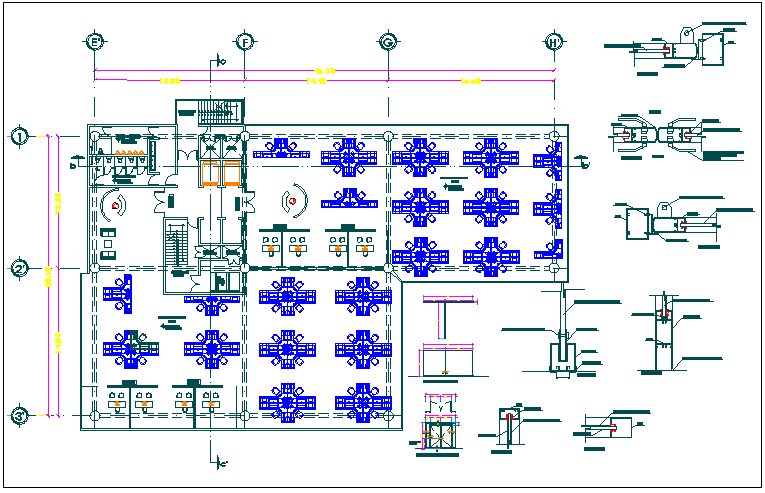 Hotel restaurant floor plan detail dwg file