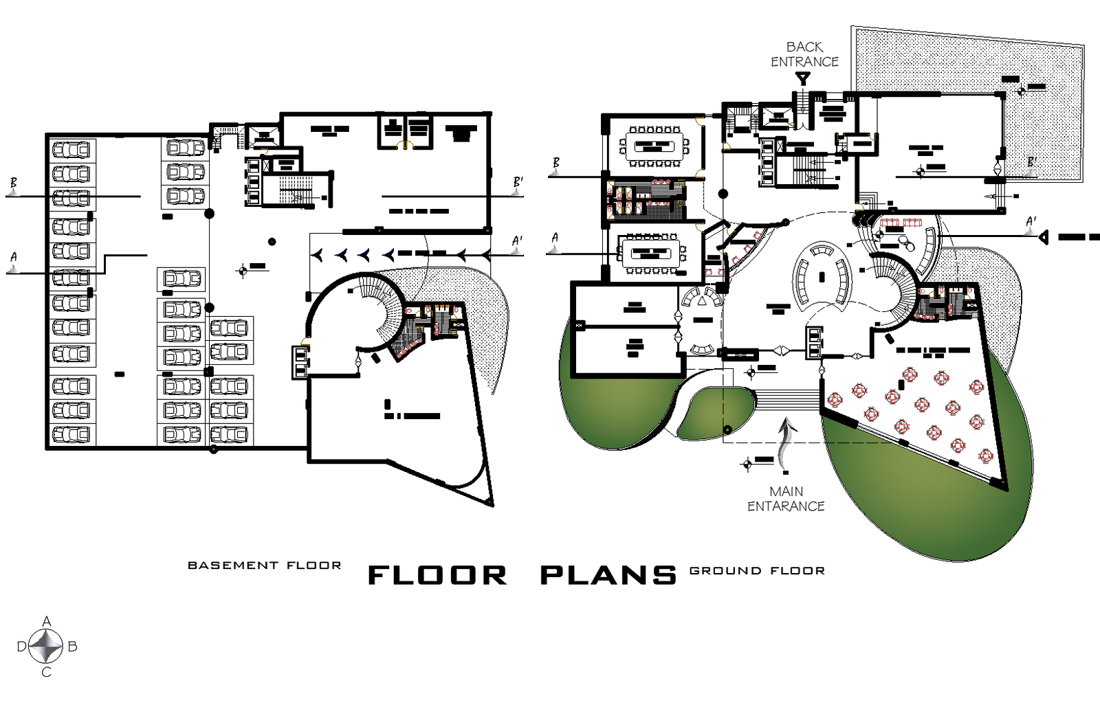 Hotel section plan detail dwg file.
