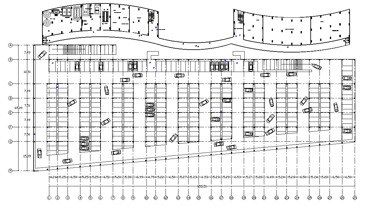 Hotel Building Basement Parking Lot CAD Drawing Download DWG File