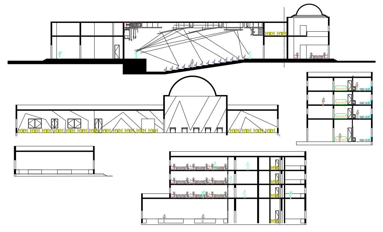 Hotel Building Section Drawing DWG File