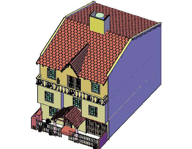 House 3 D detail dwg file