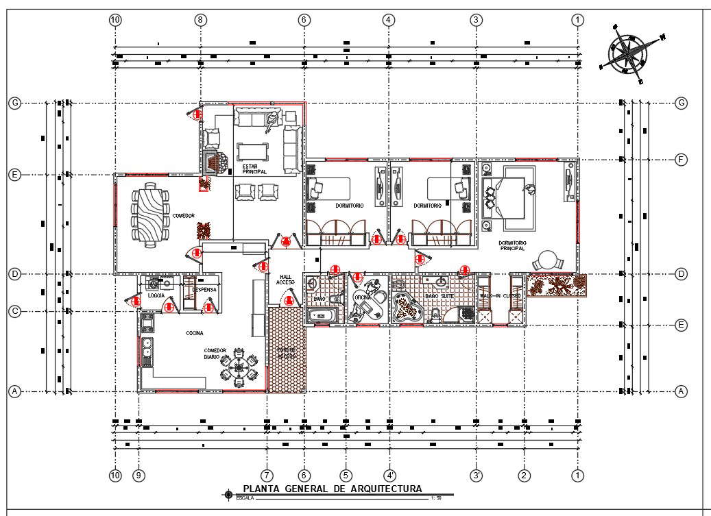 House Architecture Plan Drawing Download DWG File