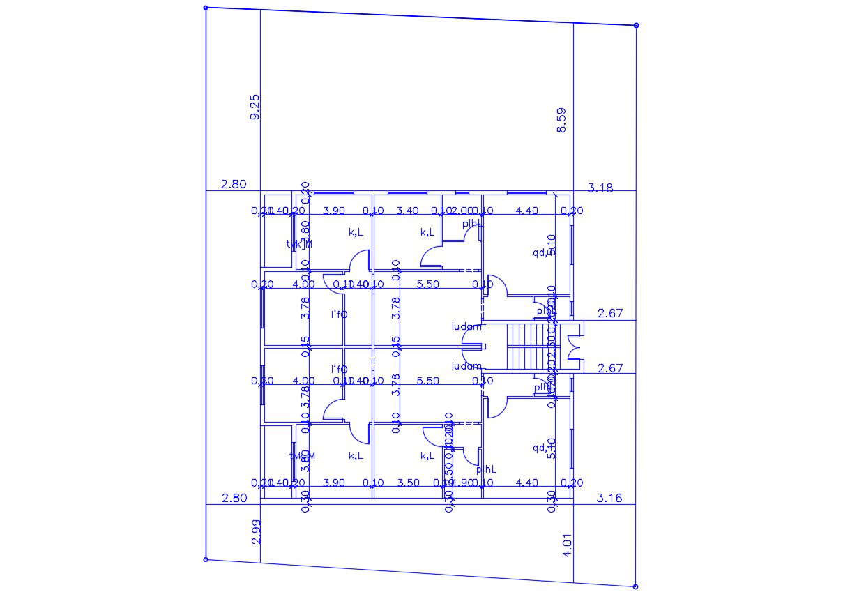House Building Floor Plan With Working Dimension Drawing CAD DWG File 