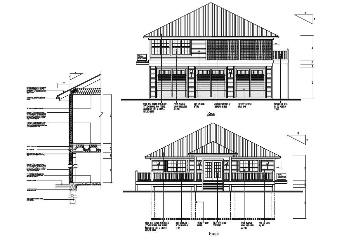 House Elevation Working Design DWG File