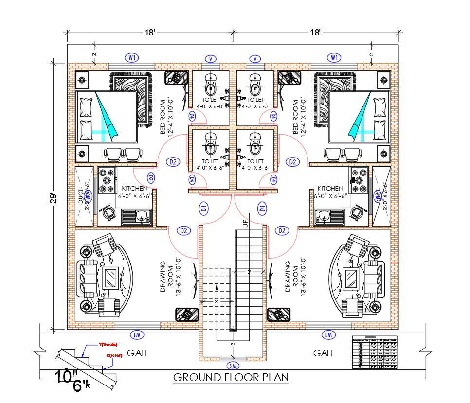 House Plan 18'X29' Drawing Download DWG File