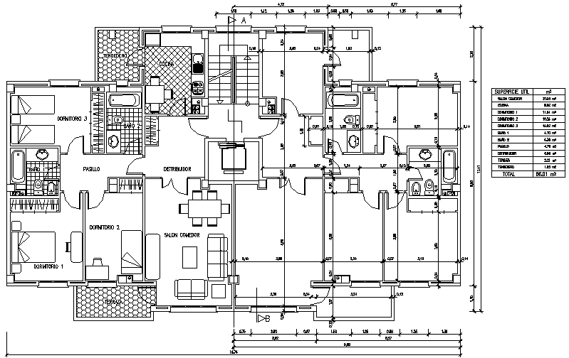 House building plan detail dwg file