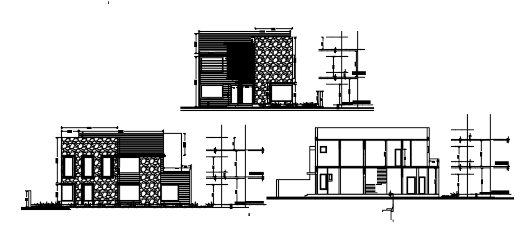 House Plan With Elevation And Section In DWG File