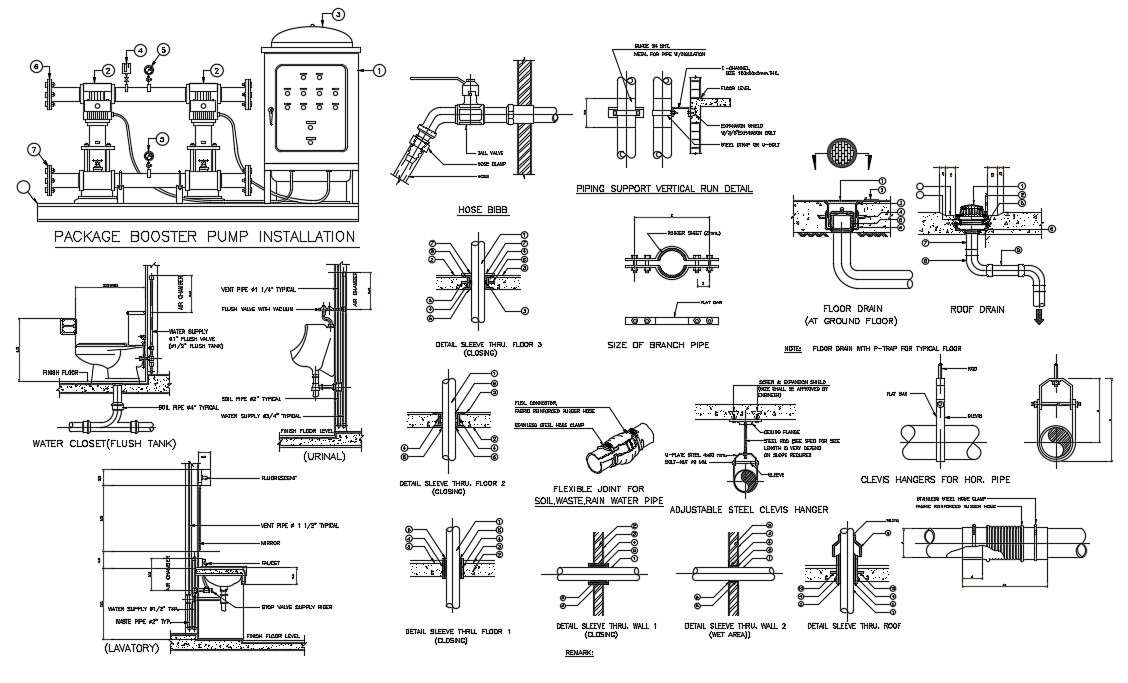 House drainage system CAD plan download 