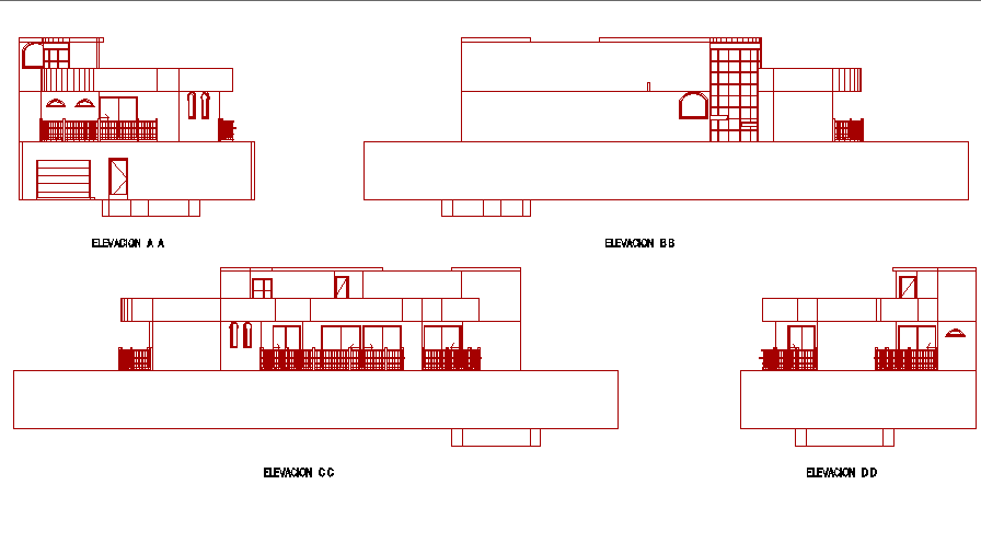 House elevation detail dwg file