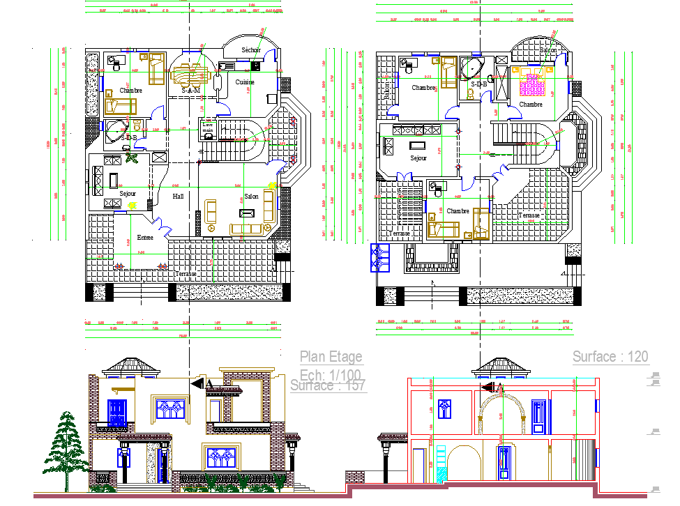 House layout plan and elevation design 