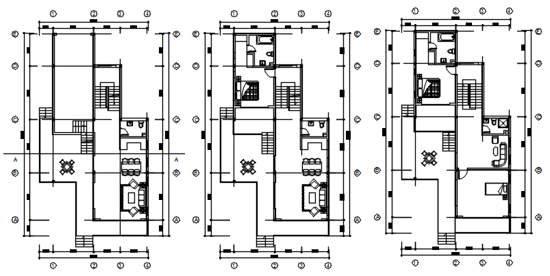 House plan 10.200mtr 19.000mtr with furniture details in dwg file
