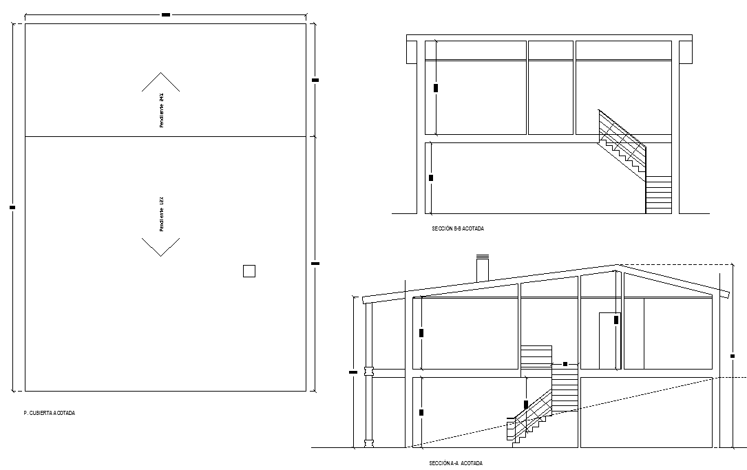 House plan and section detail dwg file