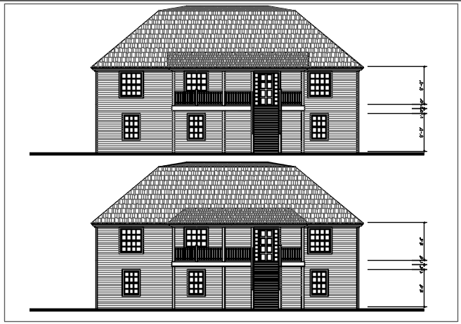 House plan elevation detail dwg file