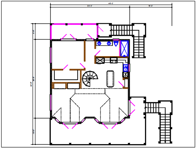 House plan elevation detail dwg file