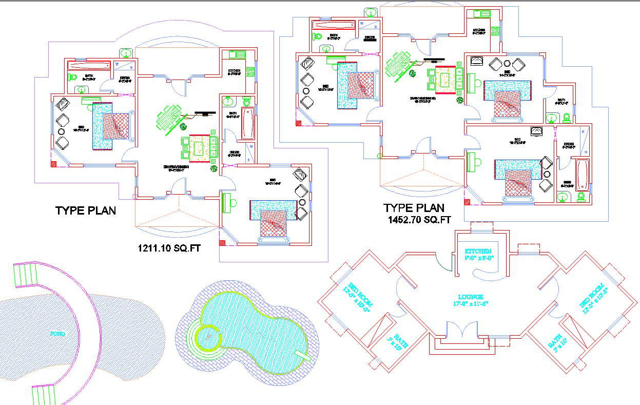 House plan of 2 & 3 BHK
