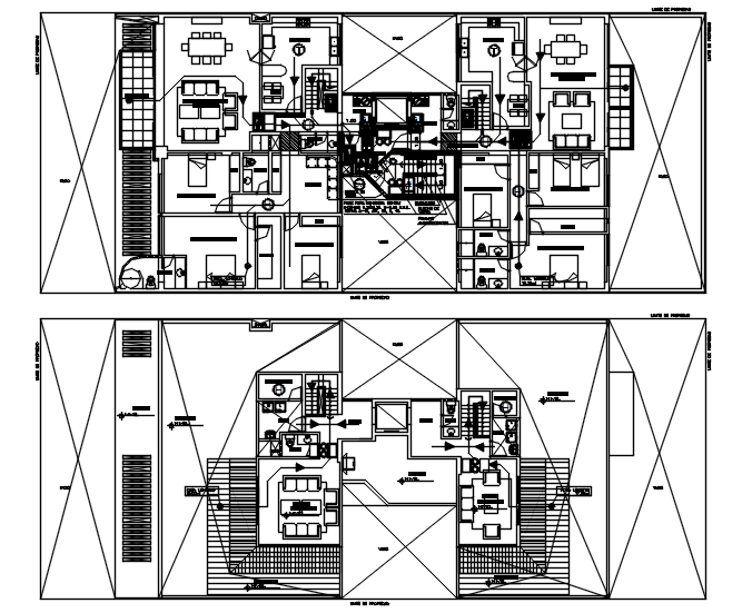 House plan with furniture details in dwg file