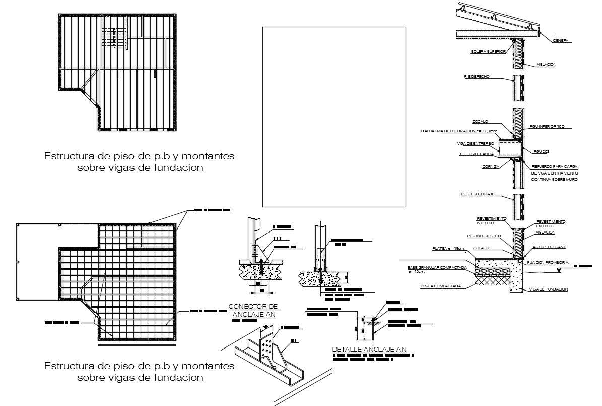 House roof plan and section dwg file