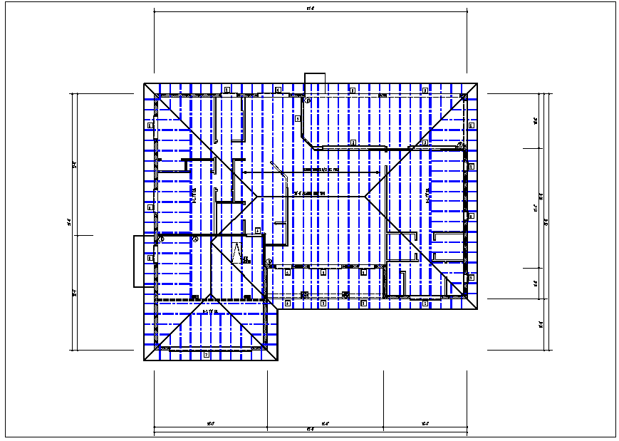 House roof plan layout view detail dwg file