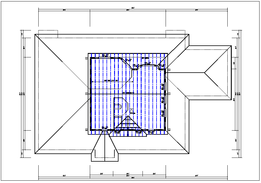House roof structure plan view detail dwg file