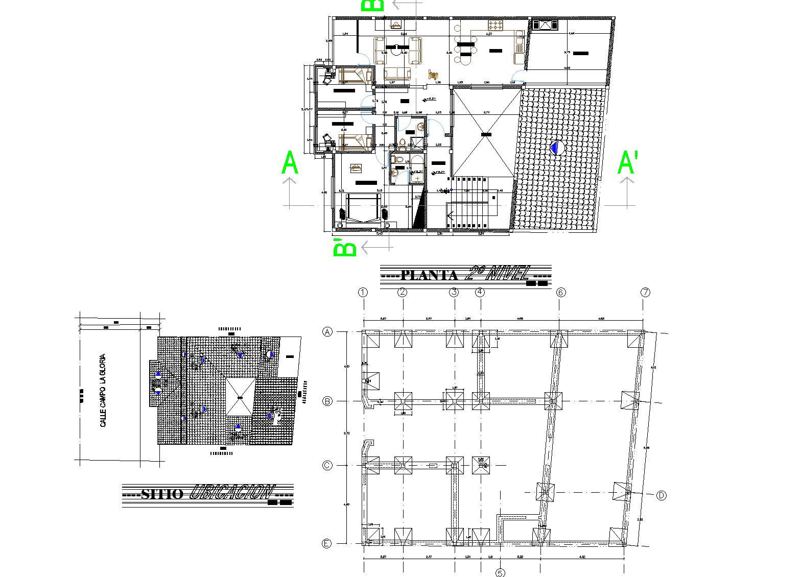 House three plants plan dwg file