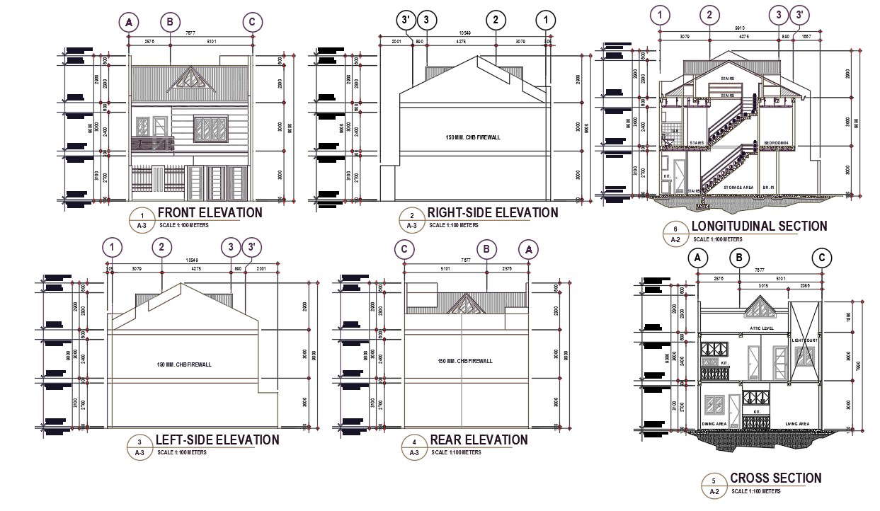 House Longitudinal Section And Elevation Design 