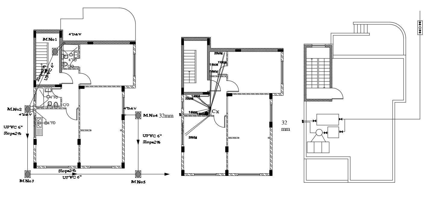 House Plumbing layout Plan AutoCAD Drawing