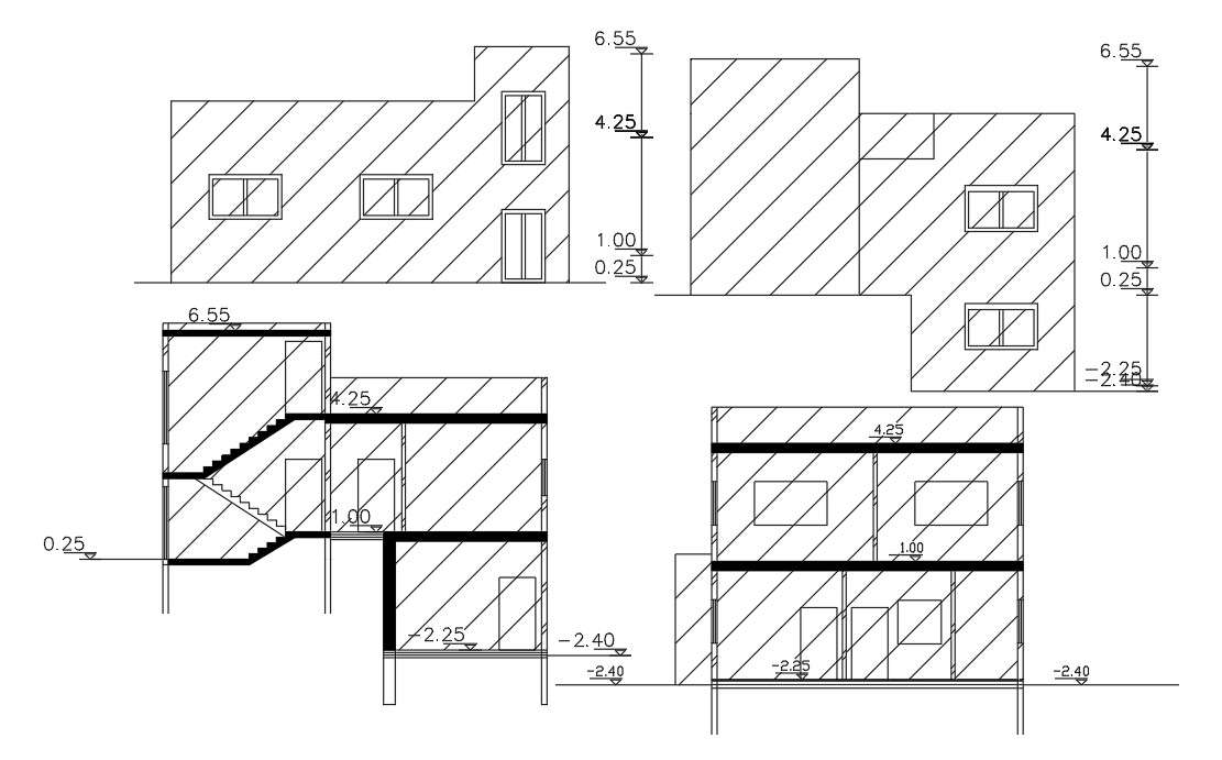 House Sectional Elevation Design DWG File